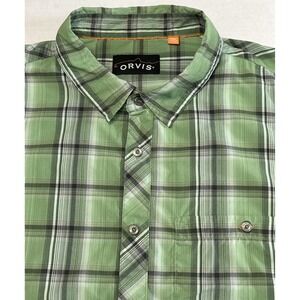 Mens‎ Orvis Short Sleeve Button Up Shirt 100% Nylon Performance Sz 2XL EC